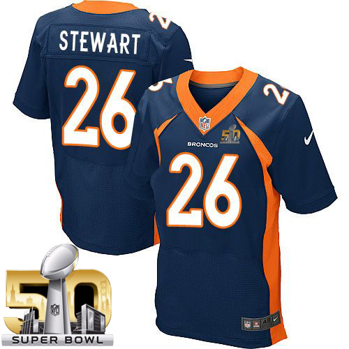 Nike Broncos #26 Darian Stewart Navy Blue Alternate Super Bowl 50 Men's Stitched NFL New Elite Jersey - Click Image to Close